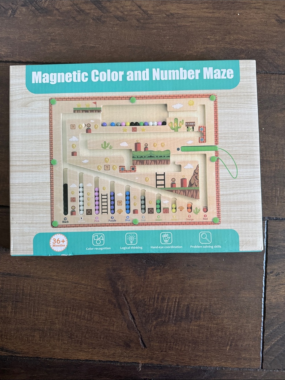 Magnetic Color and Number Maze Wooden Learning Toy - Multicolor